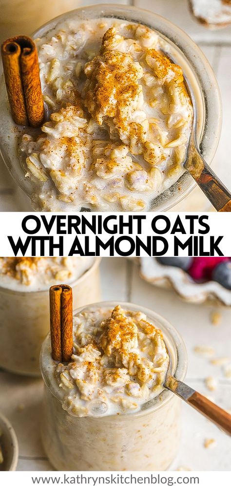 Overnight Oats with almond milk make the perfect breakfast for busy mornings and made with healthy ingredients. These oats have a creamy texture and you can add any of your favorite flavors, add-ins, and toppings! Overnight Oats Almond Milk, Overnight Oats With Almond Milk, Oatmeal With Almond Milk, Healthy Easy Recipe, Breakfast For Busy Mornings, Vanilla Overnight Oats, Overnight Oats Recipe Easy, Best Overnight Oats Recipe, Almond Milk Yogurt