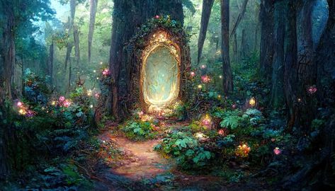 Magic Portal, Portal Art, Parallel World, Fairy Tale Forest, Enchanted Wood, Garden Illustration, Fantasy Magic, Mystical Forest, Forest Illustration