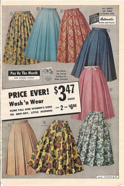 So many fantastic late 1950s skirts here, but the pink one is bar none my favourite. #skirt #vintage #dress #retro #fashion #1950s Skirt Vintage Outfit, Late 1950s Fashion, 1950 Skirt, Retro Skirts, Fashionable Skirts, Vintage Retro Fashion, Fashion 60s, 50s Skirt, 1950s Skirt