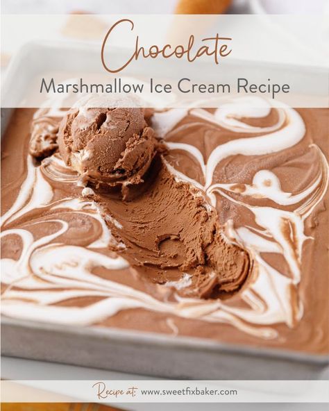 Chocolate Marshmallow Ice Cream Recipe, Chocolate Marshmallow Ice Cream, Marshmallow Ice Cream Recipe, Milk Chocolate Ice Cream, Marshmallow Ice Cream, Kitchenaid Recipes, Marshmallow And Chocolate, Frozen Things, Beer Ice Cream