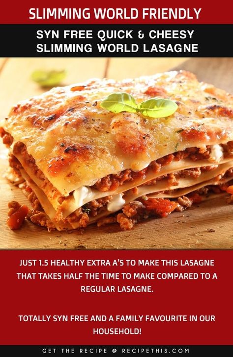 Slow Cooker Lasagne, Slimmers World Recipes, Savory Treats, Lasagne Recipes, Health Dinner, Syn Free, Health Dinner Recipes, World Recipes, Meal Ideas