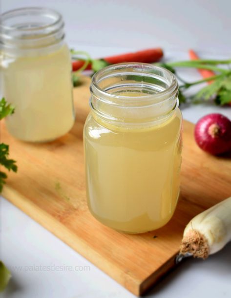 Homemade Chicken Stock Recipe with Step by Step photos and short video.  Chicken Stock is a easy recipe made by simmering chicken bones . This stock can be used as base for soups and sauces , also it adds … Chicken Stock Recipe, Homemade Chicken Stock, Garlic Noodles, Chicken Bones, Chicken Soup Recipes, Frozen Chicken, White Stock, Curries, Rice Dishes