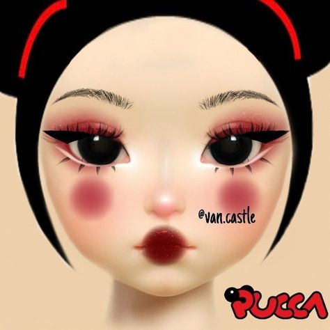 Cute Clown Makeup, Asian Makeup Tutorials, Makeup Cosplay, Makeup Drawing, Anime Makeup, Retro Makeup, Face Art Makeup, Makeup Help, Cool Makeup Looks