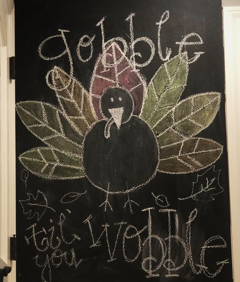 Chalkboard Turkey Drawing, Chalkboard Art November, Turkey Chalkboard Art, Chalkboard Turkey, Thanksgiving Chalkboard, Turkey Drawing, Gobble Til You Wobble, Chalkboard Drawings, Chalkboard Signs