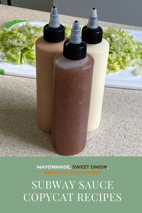 Copycat Recipes Subway, Subway Sandwich Sauce, At Home Subway Sandwich, Subway Sauces Recipe, Subway Sauces List, Subway Mayo Recipe, Homade Salad Dressing, Subway House Sauce Recipe, Subway Dressing Recipes