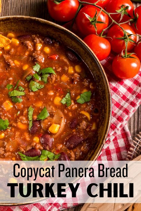 Discover the ultimate comfort food with our Copycat Panera Turkey Chili recipe. Learn how to recreate the delicious flavors of Panera's signature chili in your own kitchen. Warm up with this hearty and satisfying bowl of homemade goodness today Panera Bread Turkey Chili Copycat Recipe, Copycat Panera Turkey Chili Recipe, Copycat Panera Turkey Chili, Panera Chili Recipe Copycat, Turkey Chili Panera, Turkey Chili Panera Copycat, Panera Bread Chili Recipe, Panera Chili Recipe, Homemade Turkey Chili Recipe