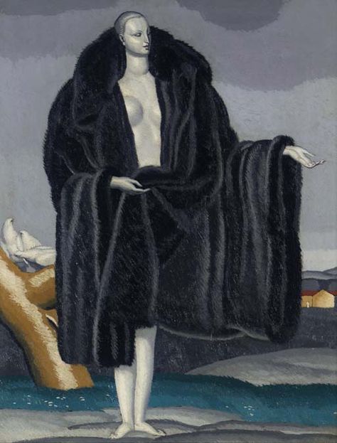 JEAN DUPAS (1882-1964), 'Woman in Fur with Doves', circa 1929, oil on panel, size 23 7/8 x 19 in. (60.6 x 48.3 cm.) Jean Dupas, Pinturas Art Deco, La Pieta, Around The Fur, Art Deco Paintings, History Of Art, Bordeaux France, Nouveau Art, New York Art