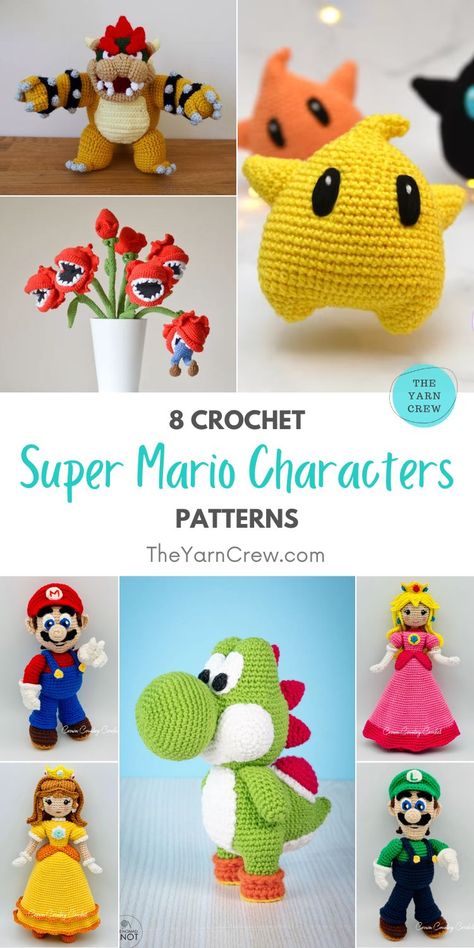 Crochet Gift Ideas For Kids, Crochet Toys For Kids, Crochet Controller, Mario Crochet Pattern Free, Pikachu Crochet Pattern Free, Free Pattern Crochet Amigurumi, Fandom Crochet, Crochet Mario, Super Mario Characters