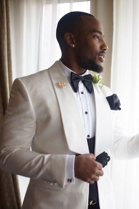 18 Groomsmen Attire For Perfect Look On Wedding Day ❤  groomsmen attire white jacket with bow tie boutonnieres olympus stylings #weddingforward #wedding #bride #groom #groomsmen White Tuxedo Wedding, White Wedding Suit, Wedding Tux, Mens Wedding Attire, Groom Wedding Attire, Mode Costume, Wedding Suits Groom, White Tuxedo, Dress Suits For Men