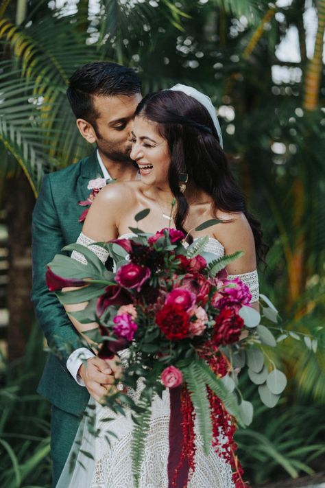 Fuschia Flowers Wedding, Fucsia Wedding, Tropical Reception, Fuschia Flowers, Petal Aisle, Emerald Wedding Colors, Fuschia Wedding, Tropical Bridal Bouquet, Wedding Bali