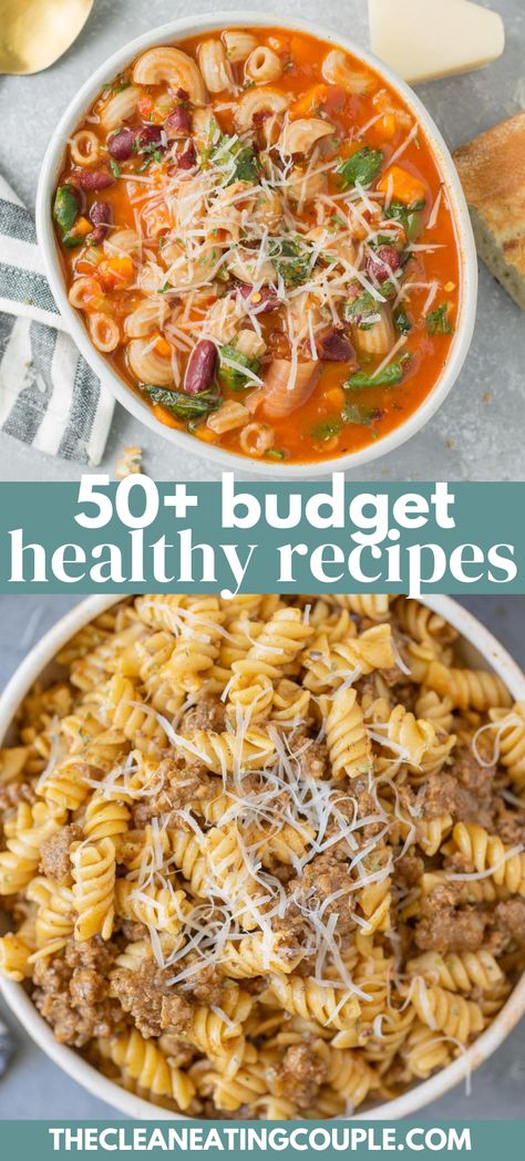 These are the best Budget Healthy Meals. From cheap healthy dinner ideas to budget breakfasts, browse all the best cheap, easy, healthy meals! There are meals for two, cheap meal prep recipes and so much more! Cheap Healthy Dinner Ideas, Budget Healthy Meals, Cheap Easy Healthy Meals, The Clean Eating Couple, Clean Eating Couple, Cheap Healthy Dinners, Breakfast On A Budget, Cheap Meal Prep, Healthy Budget