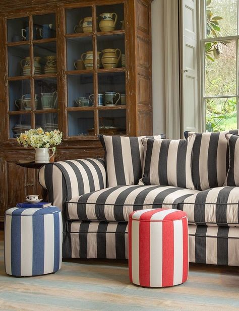 Striped Couch, Stripes Black And White, Striped Sofa, French Sofa, Sofa Inspiration, New Sofa, Fabric Sofa Bed, Beautiful Sofas, Black Sofa