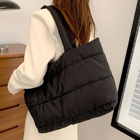 Faster shipping. Better service Puffy Shoulder Bag, Puffer Bag Outfit, Puffy Tote Bags, Big Bags For Women, Puff Tote Bag, Big Puffer, Puffy Bag, Puffer Tote Bag, Zara Puffer