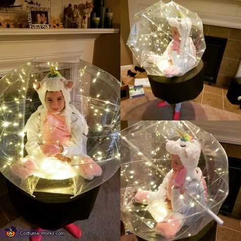 Snow Globe Family Costume - 2019 Halloween Costume Contest Snow Globe Costume, Mermaid And Dragon, Unicorn Snow Globe, Diy Snow, Diy Snow Globe, Homemade Costume, Costume Works, Halloween Costume Contest, Christmas Parade