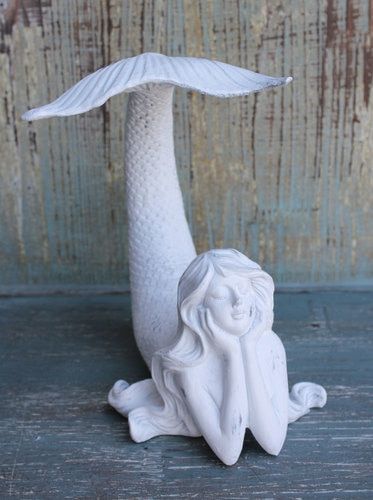 Mermaid Figures, Mermaid Bathroom Decor, Mermaid Sculpture, Mermaid Bathroom, Nautical Bedroom, Mermaid Statues, Mermaid Figurine, Resin Figurine, White Mermaid