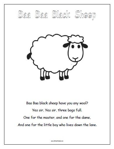 Free Printable Baa Baa Black Sheep Bah Bah Black Sheep Nursery Rhymes, Baa Baa Black Sheep Crafts For Toddlers, Baa Baa Black Sheep Craft, Ba Ba Black Sheep Craft Preschool, Baa Baa Black Sheep Activities Preschool, Sheep Worksheet, Baa Baa Black Sheep Crafts, Sheep Preschool, Baa Baa Black Sheep Activities