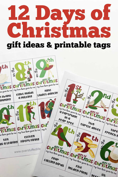 12 Days of Christmas Gift Ideas + Free Printable Tags Cheer Gift Ideas, Christ Centered Christmas Traditions, Free Christmas Tags, Christmas Eve Traditions, Family Projects, Christ Centered Christmas, Coworkers Christmas, Christmas Tags Printable, Free Printable Tags