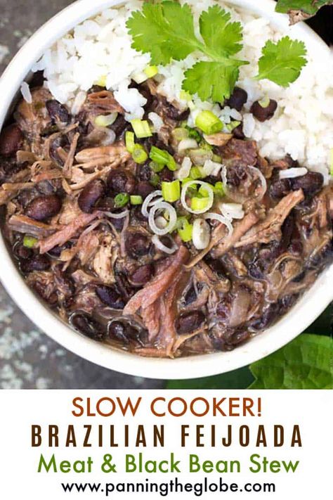 Brazilian Beans And Rice, Brazilian Dinner, Brazilian Feijoada, Feijoada Recipe, Stew Crockpot, Meat Stew, Black Bean Stew, Crockpot Soups, Complete Meals