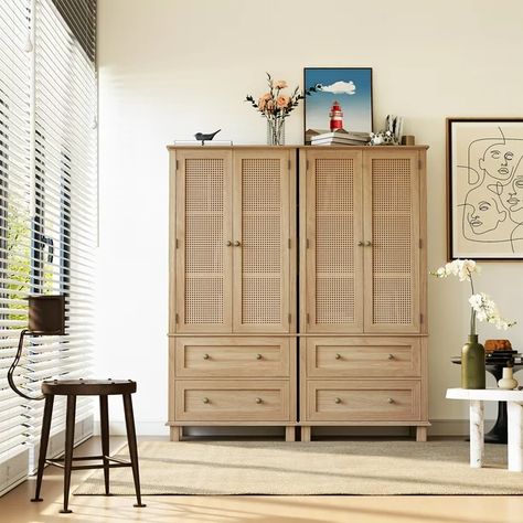 Wall Cabinets Living Room, Rattan Cabinet, Rattan Doors, Living Room Storage Cabinet, Tall Bathroom Storage Cabinet, Pantry Furniture, Bedroom Storage Cabinets, Cabinet For Living Room, Corner Storage Cabinet