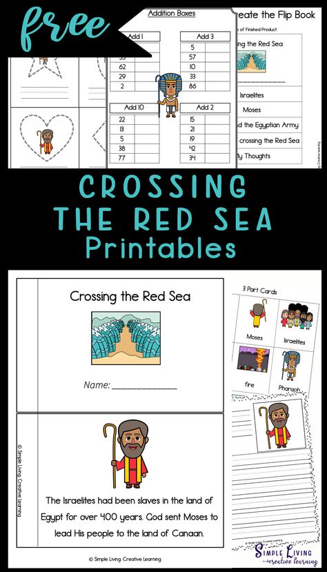 These Crossing the Red Sea Printables are aimed at children in kindergarten and preschool and includes over 100 pages of fun and learning. https://simplelivingcreativelearning.com/crossing-the-red-sea-printables/ Sea Crafts Preschool, Moses And The Red Sea, Moses Red Sea, Crossing The Red Sea, Parting The Red Sea, Sea Activities, Sea Stories, Sunday School Kids, Bible Printables