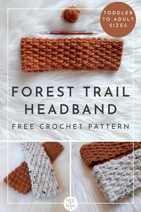 This cosy crochet headband pattern is just perfect for those in-between days when you're not sure if you'll need a hat or not. You'll be able to keep your ears warm out on the trail, but won't have to risk getting 'hat-hair' to achieve it. The headband is worked from side to side so the circumference is 100% adjustable, just keep crocheting until you reach the size you want :-) #crochet #crochetheadband #crochetearwarner #freecrochetpattern Crochet Waffle Stitch Headband, Crochet Handbands Free Pattern, Crochet Headband For Men, Crochet Headband Easy, Chunky Knit Headband Pattern Free, Crochet Ear Warmers Free Pattern, Crochet Headband Ideas, Crochet Head Bands Free Pattern, Free Crochet Headband Patterns