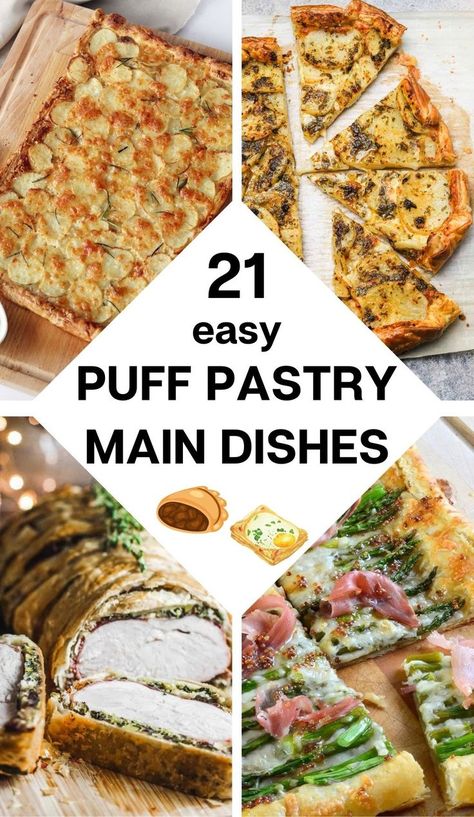 Puff Pastry Main Dish Recipes What To Do With Pastry Sheets, Dinner Puff Pastry Recipes, Puff Pastry Soup, Eggs In Puff Pastry, Fillings For Puff Pastry, Tea Party Pastry Ideas, Gluten Free Puff Pastry Recipe Ideas, Puff Pastry Meals Main Dishes, Puff Pastry Potato Tart