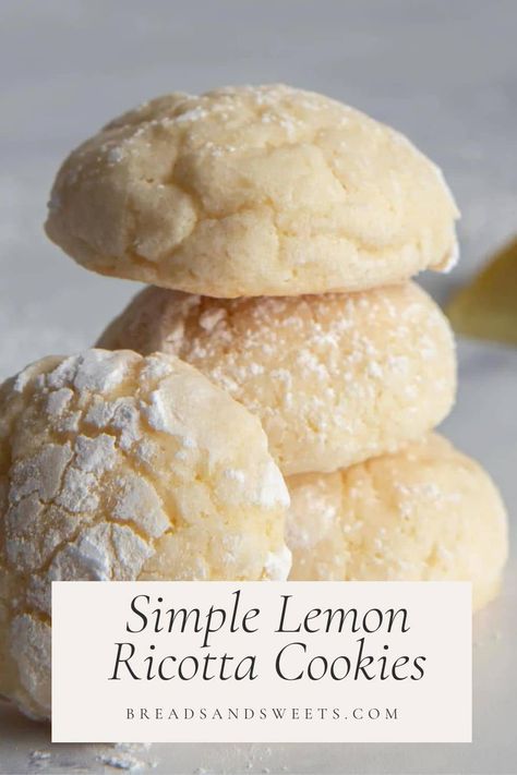 Soft Italian Ricotta Cookies, Ricotta Cookies Allrecipes, Ricotta Baked Goods, Giada De Laurentiis Recipes Italian Lemon Ricotta Cookies, Lemon Ricotta Cookies With Lemon Glaze, Riccota Cookies Italian, Pistachio Ricotta Cookies, Ricotta Cheese Recipes Dessert, Fluffernutter Pie