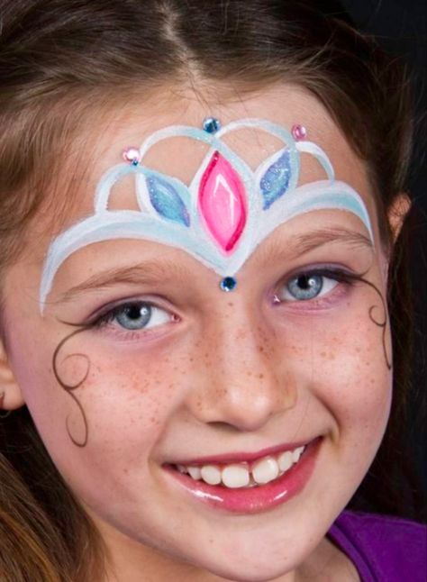 Superhero Mask Face Paint, Face Crayons Ideas, Princess Crown Face Paint Easy, Face Paint Ideas For Kids Easy, Face Paints Easy, Easy Princess Face Paint, Tangled Face Paint, Face Paint Booth Ideas, Canada Day Face Paint