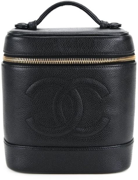 Chanel Vanity Bag, Chanel Vanity, Vanity Bag, Vanity Case, Chanel Vintage, Black Caviar, Logo A, Logo Stamp, Flats Top