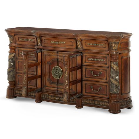 Victorian Dresser, Canopy Bedroom Sets, Traditional Dressers, Brown Dresser, Spanish Mediterranean, Canopy Bedroom, Michael Amini, Dressers For Sale, 9 Drawer Dresser