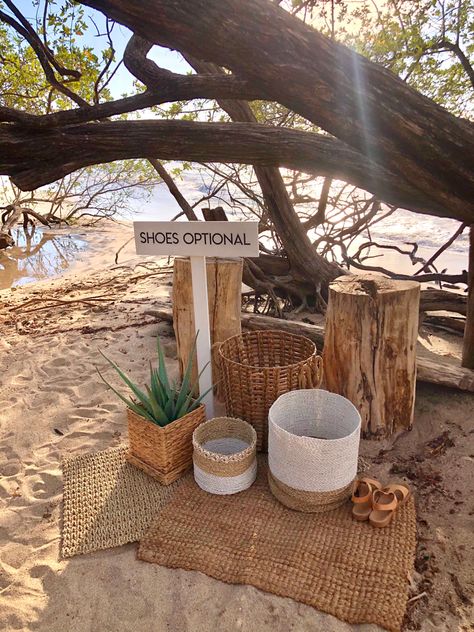 Rustic Boho Beach Wedding, Simple Wedding Beach Ideas, Basic Beach Wedding, August Beach Wedding, Budget Friendly Beach Wedding, Beach Wedding Photo Booth, Beach Wedding No Chairs, Beach Alter Ideas, Earthy Beach Wedding