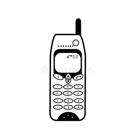 Old Classic Vintage Cellphone Or Mobile Phone Front View Retro Black And White Style Stock Vector - Illustration of wireless, retro: 193937223 Cellphone Tattoo, Old Phone Tattoo, Old Phone Drawing, Cellphone Illustration, Vintage Cellphone, Space Crafts For Kids, Retro Black And White, Old Cell Phones, Phone Logo