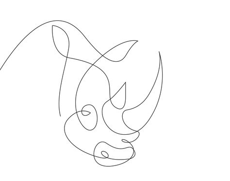 One Line Animals, Rhino Tattoo, Animal Line Drawings, Drawing Animals, Single Line Drawing, Continuous Line Drawing, Outline Art, Graphic Design Studios, Line Tattoos