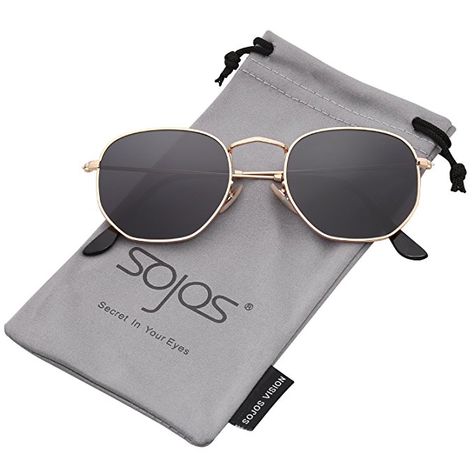 SOJOS Small Classic Square Hexagon Polygon Sunglasses for Men and Women Mirrored Lens SJ1072 SJ1077 With Gold Frame/Grey Lens Sojos Sunglasses, Reflective Sunglasses, High Fashion Accessories, Outfits Hombre, Cat Eyes, Sunglasses For Men, Oversized Sunglasses, Grey Lenses, Polarized Sunglasses