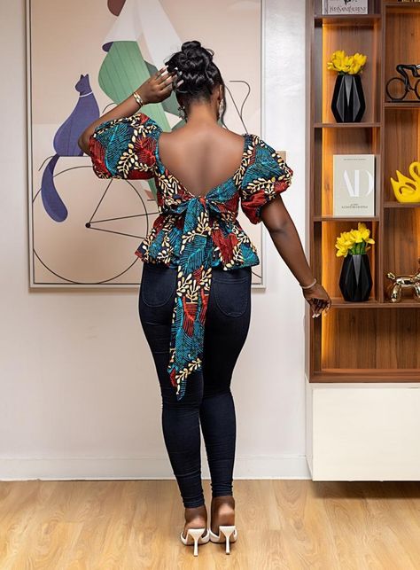 Chitenge Outfits Top And Skirt, Chitenge Tops For Ladies, Skirt And Blouse For Women, Chitenge Tops, Latest Ankara Top Styles, African Print Blouse, Ankara Top Styles, Skirt And Blouse Styles, African Tops For Women