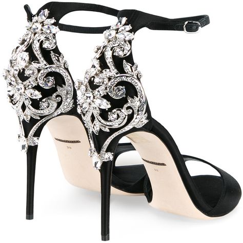 Dolce & Gabbana crystal embellished sandals ($1,590) ❤ liked on Polyvore featuring shoes, sandals, heels, sapatos, strap sandals, black heeled sandals, black strappy stilettos, heeled sandals and open toe sandals Black Strappy Shoes, Rhinestone Party, Hak Tinggi, Black Shoes Heels, Strappy Shoes, Ankle Strap Sandals Heels, Prom Heels, Ankle Wrap Sandals, Shoes Sandals Heels