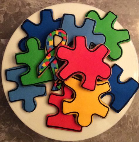 Puzzle Piece Cookies Decorated, Heart Cookies Decorated, Specialty Cookies, Duck Cookies, Adoption Party, Cooking Cookies, Lucky Duck, Cookie Company, Decorated Sugar Cookies