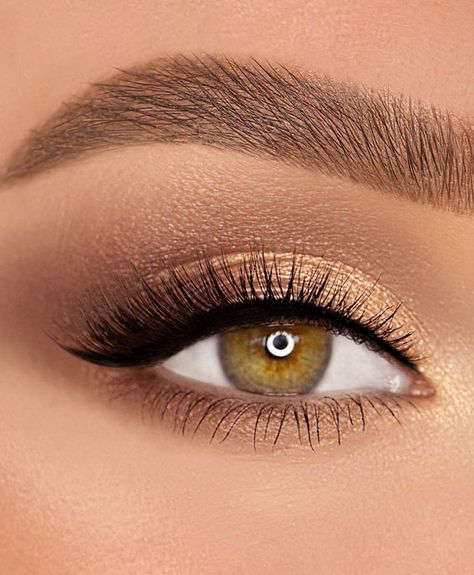 13. A pop of gold eye shadow look Add a sparkly to your look with eye makeup like this! Here we have a pop... Natural Gold Eyeshadow Looks, Makeup Looks Gold Eyes, Golden Look Make Up, Make Up Looks Gold, Evening Make Up For Green Eyes, Formal Eye Makeup Green Eyes, Gold Makeup For Green Eyes, Gold Makeup Green Eyes, Gold Makeup Looks For Wedding