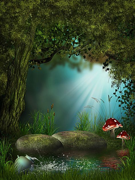 Magic mushroom fairy green background Lukisan Lanskap, Background Photo Studio, संगीत डाउनलोड, Video Backdrops, Forest Backdrops, Fantasy Background, Magic Forest, Fantasy Fairy, Fantasy Art Landscapes