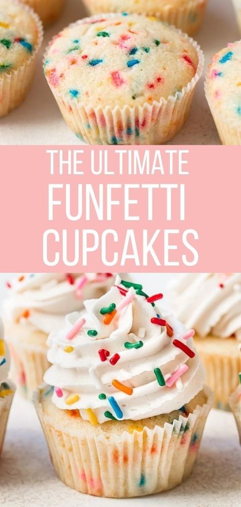 Funfetti Cupcake Recipe Homemade, Best Funfetti Cupcake Recipe, Gourmet Funfetti Cupcakes, Cupcake Recipes Funfetti, Classic Birthday Cupcakes, How To Do Cupcake Frosting, Best Funfetti Cupcakes, Confetti Cupcake Recipes, Easy Cupcake Cakes