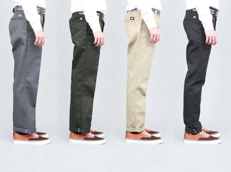 Dickies Fit Guide - How 803, 872, 873 and 874 Work Pants Fit? – Slam City Skates Dickies 874 Outfit, Dickies Outfits Men, Dickies Style, Dickies Outfit, Dickie Work Pants, Skate Pants, Dickies 874, Dickies Pants, Skate Style