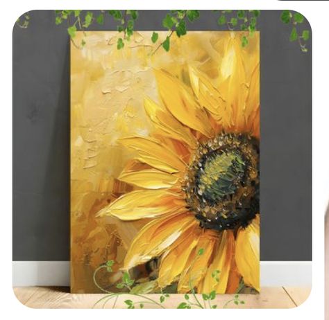 Sunflower Paintings, Sunflowers Painting, Painting Sunflowers, Soft Background, Yellow Petals, Framed Canvas Painting, Flower Painting Canvas, Acrylic Painting For Beginners, Plaster Art