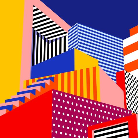 Escape Illustration, Stripe Art, Memphis Art, Karan Singh, World Illustration, Curious People, Shapes Geometric, Design Pattern Art, Memphis Design