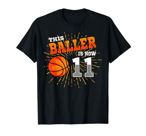 PRICES MAY VARY. This Baller Is Now 11 - This basketball theme party is perfect for 11 year old bday celebrant. Great for a basketball player or anyone who loves to play basketball and will be celebrating their 11th or eleventh birthday with their family. This bball birthday party graphic design is great for a highschool or college student who loves to play basketball. A perfect outfit for a basketball player, or bballer at a basketball-themed birthday party or for costume parties and family pho Party Graphic Design, Basketball Themed Birthday Party, Basketball Theme Birthday, Eleventh Birthday, Basketball Theme Party, Party Graphic, Basketball Birthday Parties, Basketball Theme, Basketball Party