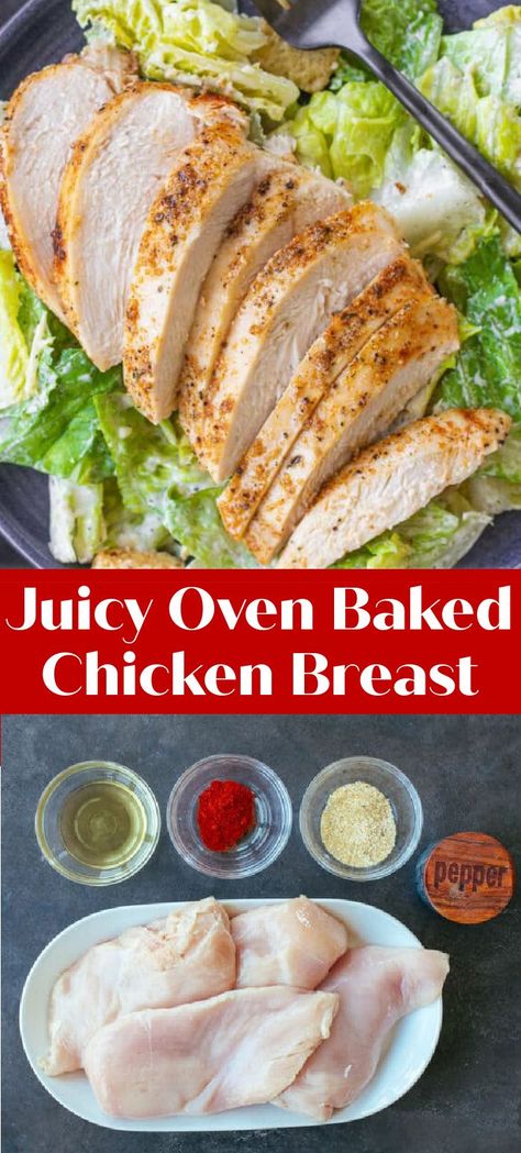 Baked Chicken Breast is great as a main dish, salad topper, or even a sandwich protein. Learn how to bake Chicken Breast in the Oven. Oven Baked Chicken For Salad, Baked Chicken Recipes For Salad, Baked Chicken For Pasta, Spring Chicken Breast Recipes, Oven Baked Chicken Sandwich Recipes, Roasted Chicken Sandwich Recipes, Chicken Breast Recipes For Salad, Baked Chicken For Salads, Easter Chicken Breast Recipe