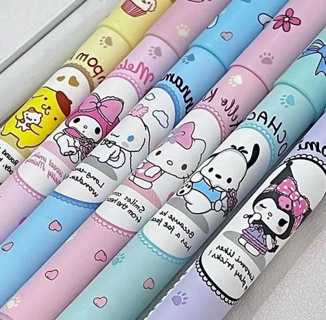 kawaii highlighters!  each pack contains 6 high quality highlighters 🍓 Kawaii Highlighters, Japanese Stationary, Diy Gifts To Sell, College Supplies, Cute Stationary School Supplies, Kawaii Kitty, Stationery School, Highlighter Pen, Preschool Art Activities