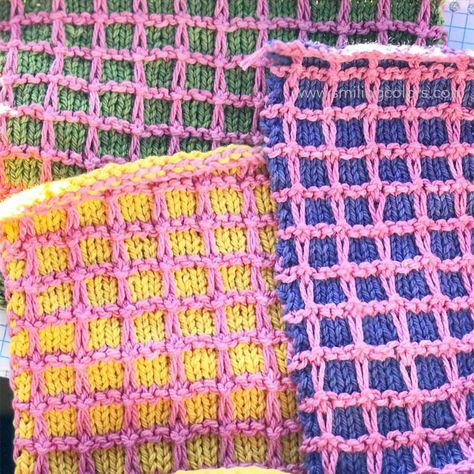 Modified Waffle Knit Stitch 2 Yarn Colors! - Smiling Colors Knit Waffle Stitch, Waffle Stitch Crochet, Crochet Waffle Stitch, Waffle Stitch, Easy Stitch, Stitch Crochet, Dk Weight Yarn, Stitch 2, Knit Stitch Patterns