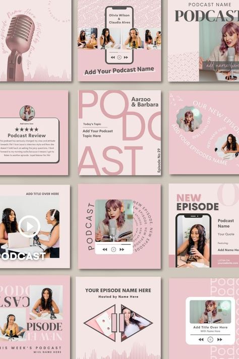 Social Media Bundle Design, Podcast Instagram Post Ideas, Podcast Banner Design, Podcast Typography, Podcast Instagram Feed, Podcast Layout, Podcast Social Media, Podcast Instagram, Instagram Design Layout