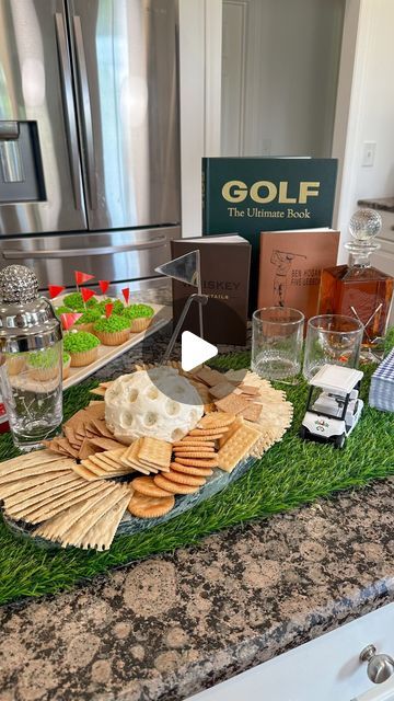 Golf Themed Appetizers, Golf Theme Food Ideas, Golf Party Themed Food, Hole In One First Birthday Food, Golf Themed Charcuterie Board, Watering Hole Drink Station, Golf Charcuterie Board, Golf Party Food Ideas, Hole In One First Birthday Food Ideas