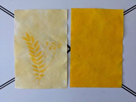 Tumeric Sun Print, Sun Prints With Turmeric, Tumeric Sun Printing, Turmeric Painting, Eco Photography, Wicked Crafts, Sunlight Art, Sun Prints, Eco Dyeing